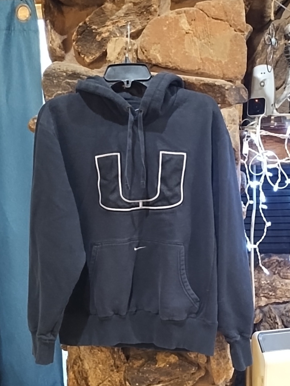 Nike Unisex Black  Crewneck Hoodie with Outline U Graphic